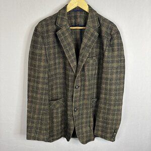 Bugatti Made In Germany Wool Plaid Casual Blazer Brown Tan Check Men 40